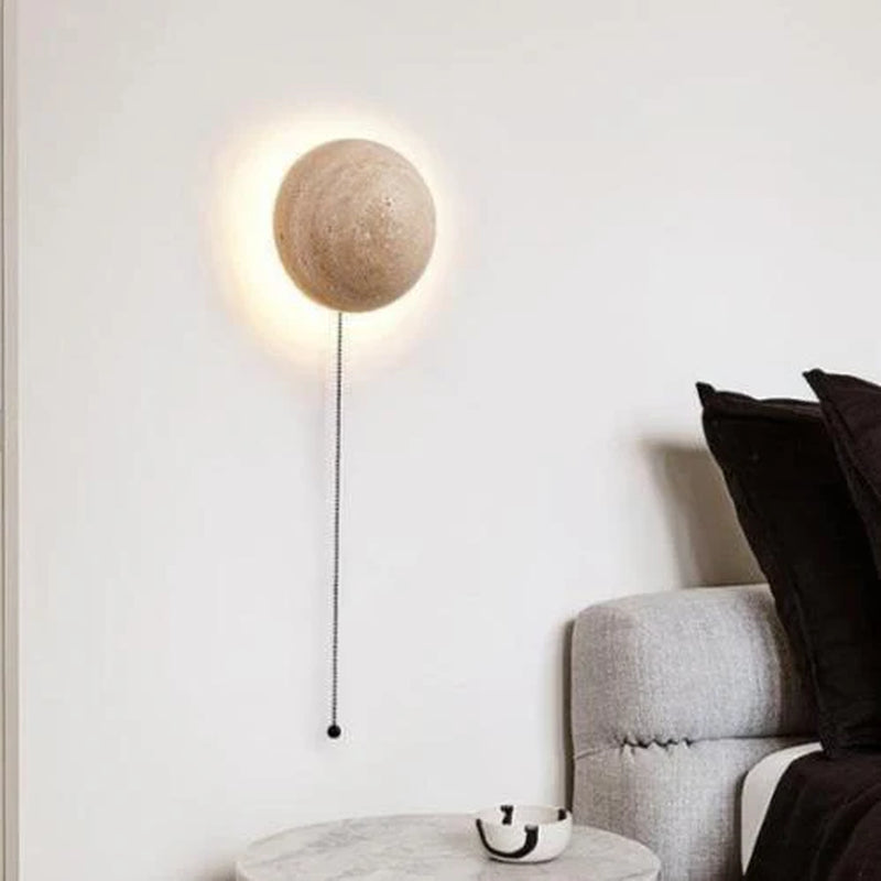 Scandinavian Cream Wall Lamp | Travertine LED Wall Light | Minimalist 10W Ambient Lighting | Bedroom & Hallway Fixture