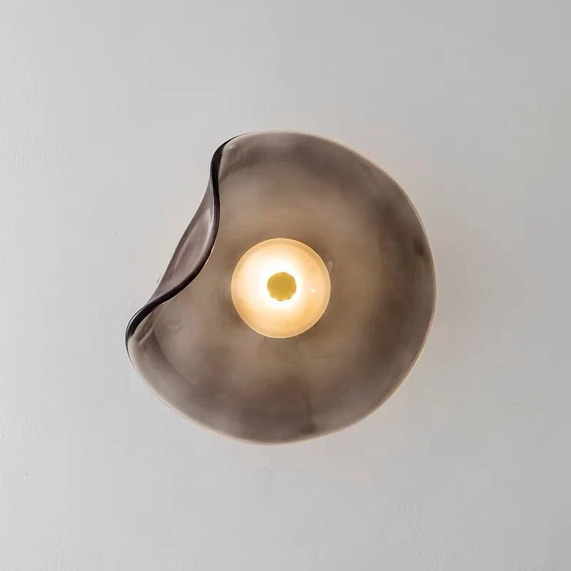 Modern Decorative Wall Lamp Smoked Glass Amber | Scandinavian LED Wall Light | Metal Frame | Warm White 3500K | Indoor Lighting