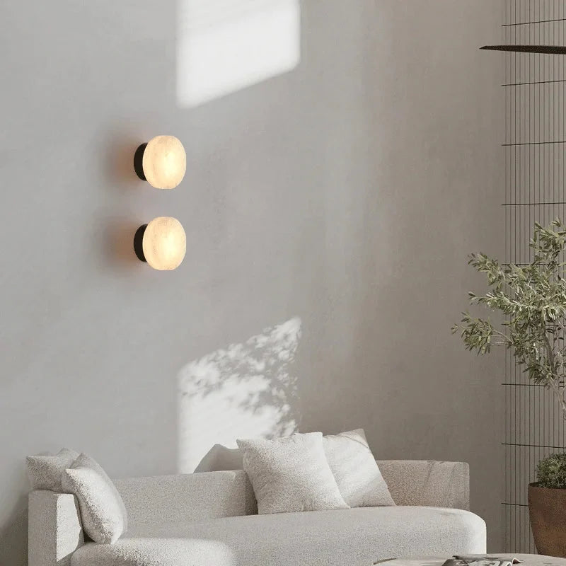 Luxroyale Luxury Spanish Natural Marble Circular Wall Lamp