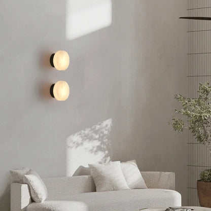Luxroyale Luxury Spanish Natural Marble Circular Wall Lamp