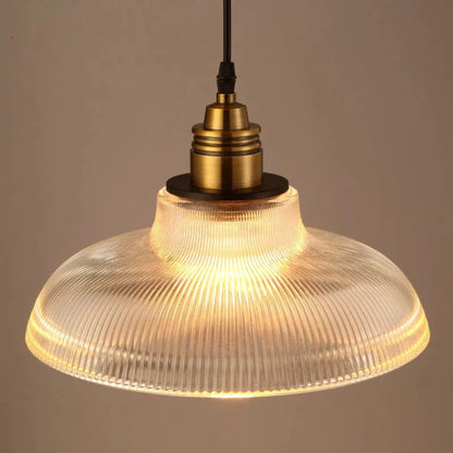 Retro Pendant Light with Ribbed Shade | Vintage Hanging Lamp for Dining & Living Room