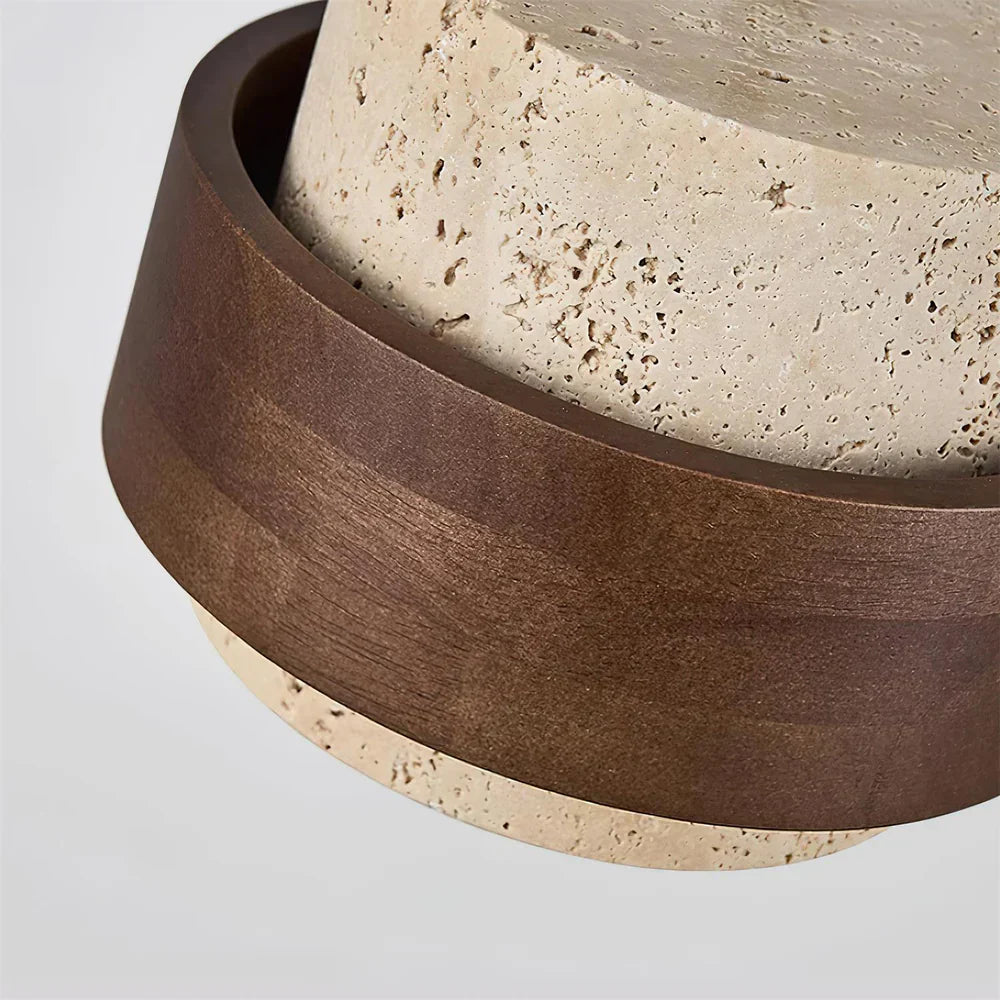 Travertine Stone Pendant Light with Walnut Accent Modern | Stonira