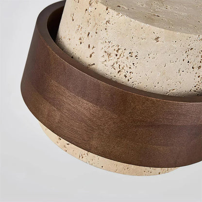 Travertine Stone Pendant Light with Walnut Accent Modern | Stonira
