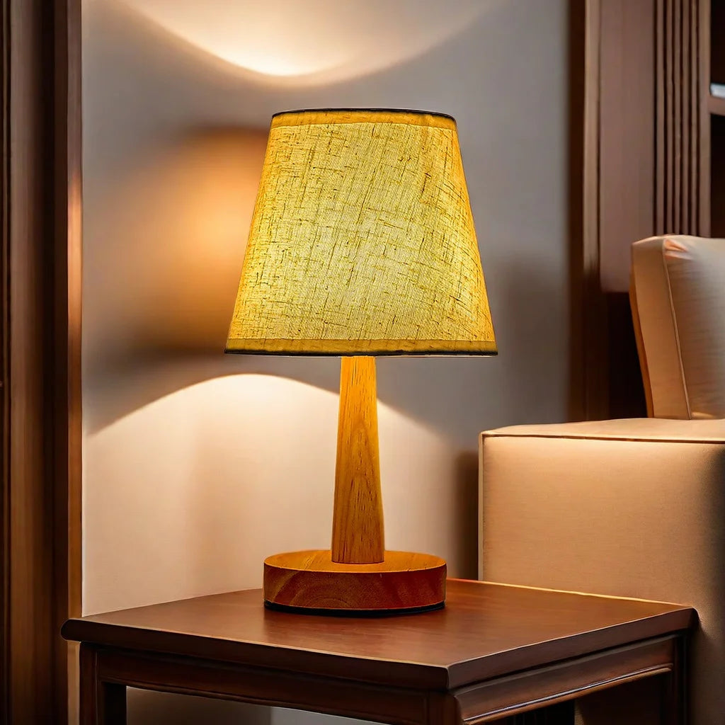 Kanso, lámpara de sobremesa japonesa de lino y madera