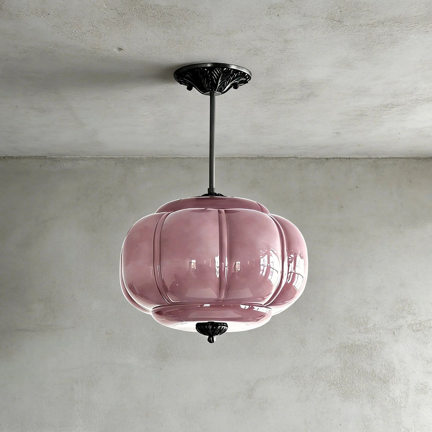 Luxroyale Green Glass Pendant Lamp with Brass Accents