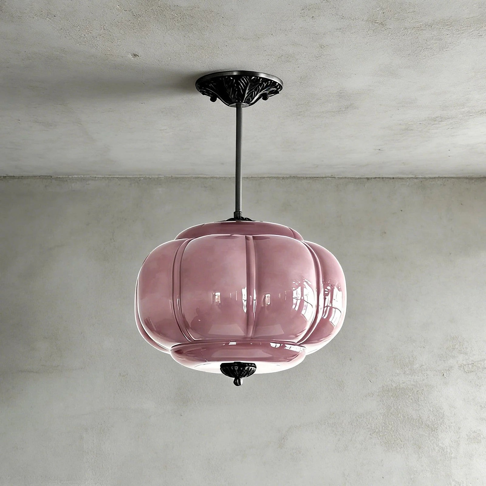 Luxroyale Green Glass Pendant Lamp with Brass Accents