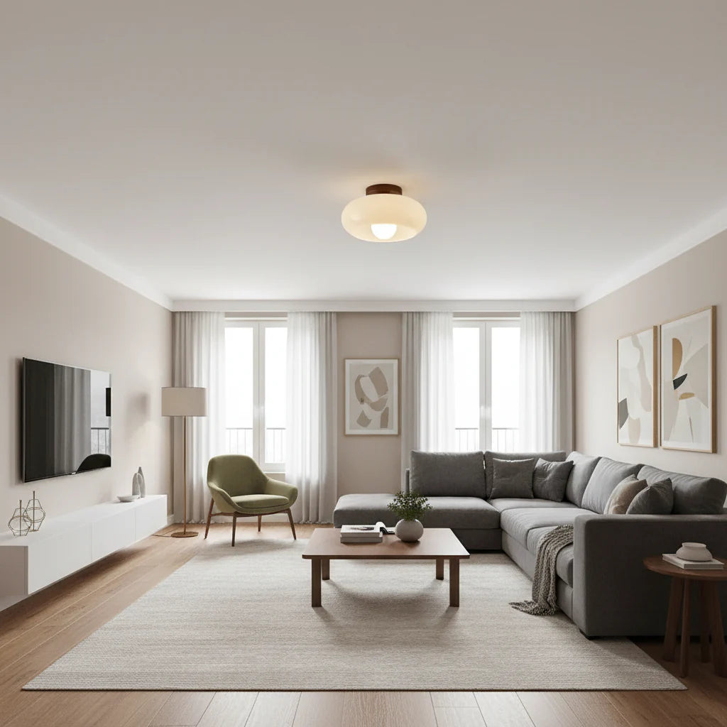 Bauhaus, plafón de techo de vidrio crema