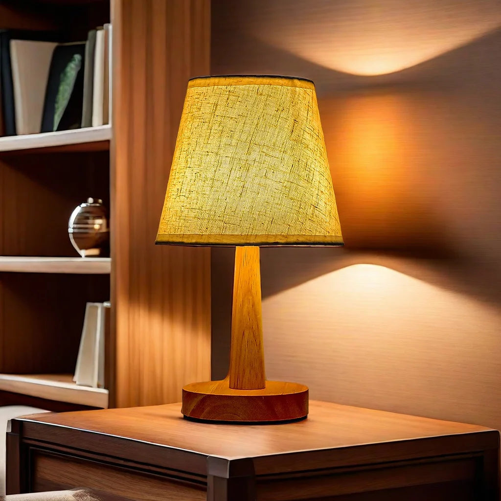 Kanso, lámpara de sobremesa japonesa de lino y madera
