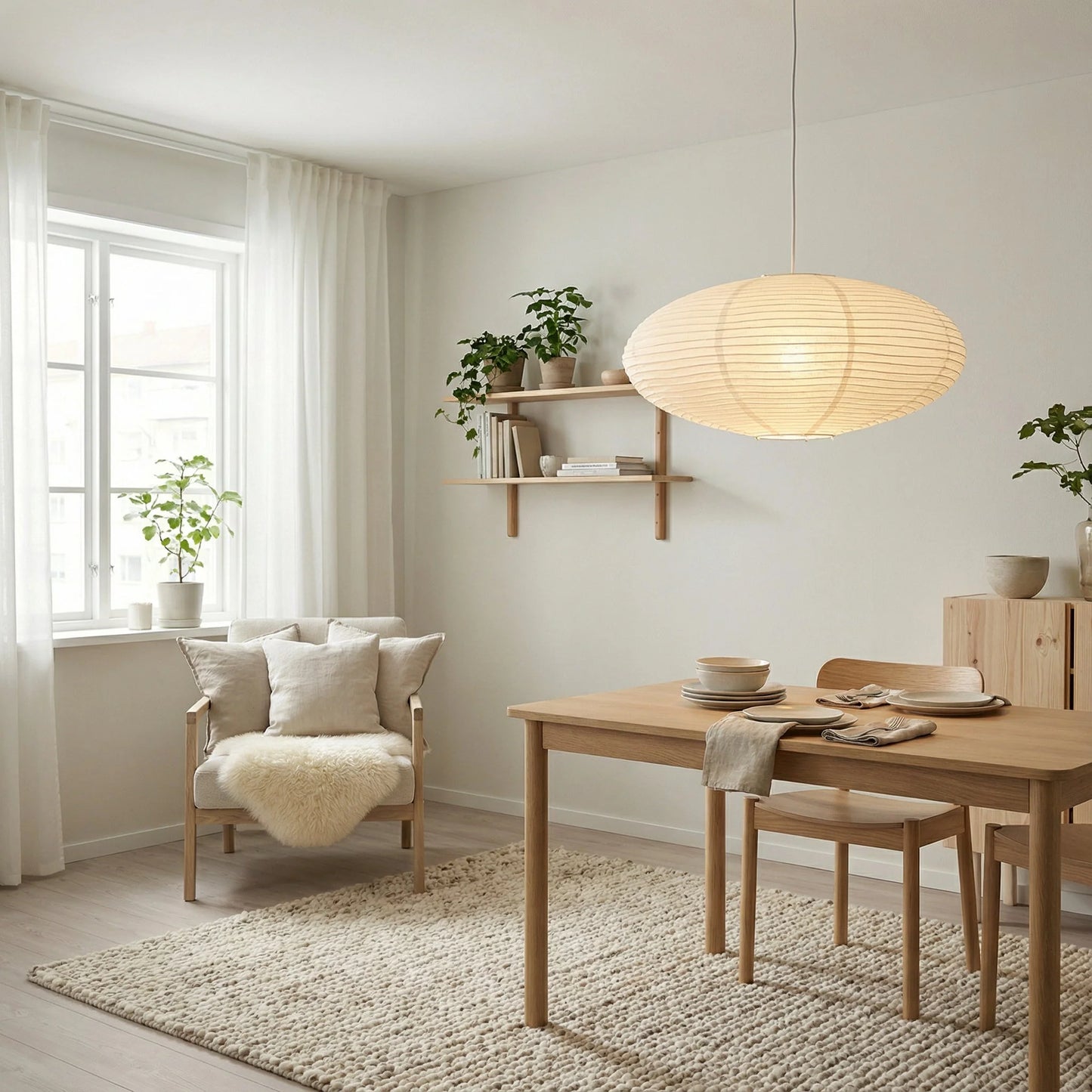 Paper Pendant Light Wabi Style Contemporary Ceiling Lamp Indoor