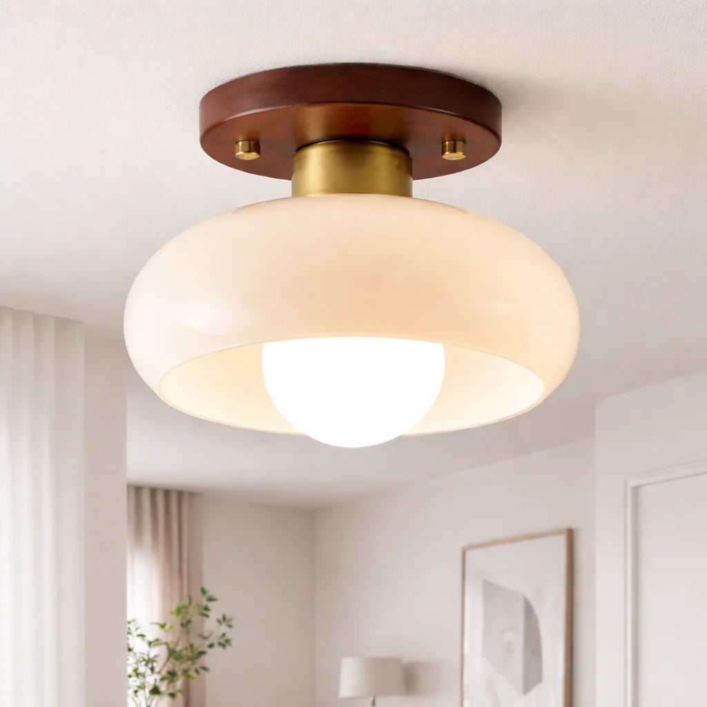 Bauhaus Cream Flush Ceiling Light | Modern LED Fixture