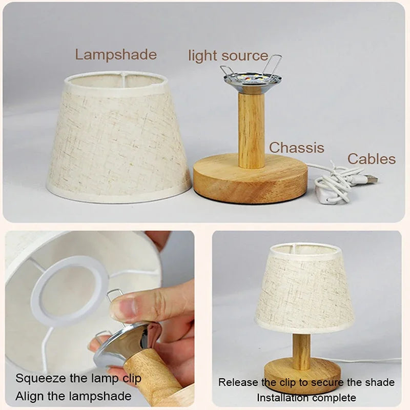 LED Table Lamp Interior Lighting Fixture for Living Bedroom Bedside Night Desktop Decoration Retro Japanese Style Desk Lights