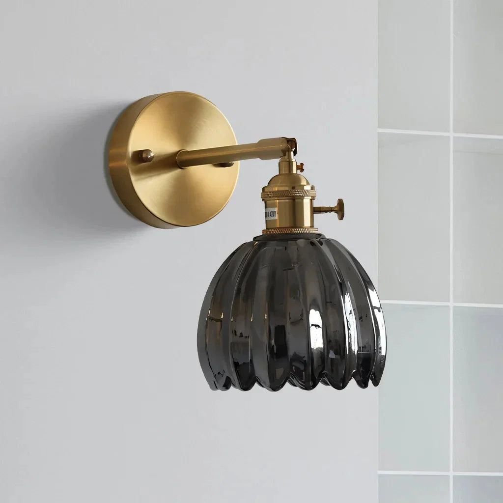 Lumen Collection | Wall Lamp with Tulip Glass Shade & Adjustable Head | Elegant Wall Light for Cozy Ambiance