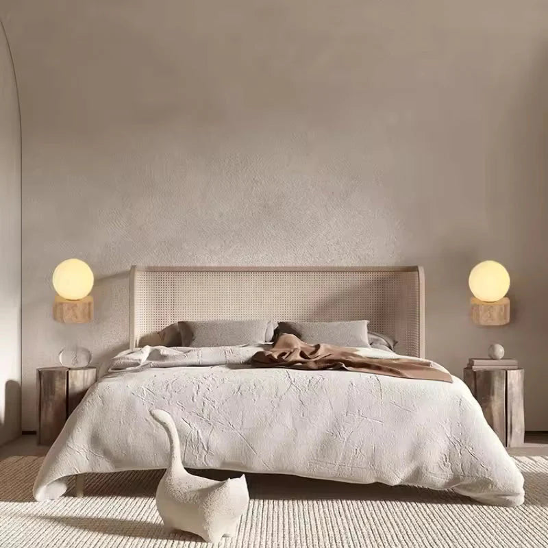 Luxroyale Wabi Sabi Cave Stone Base round Wall Lamp with Soft Warm LED Glow