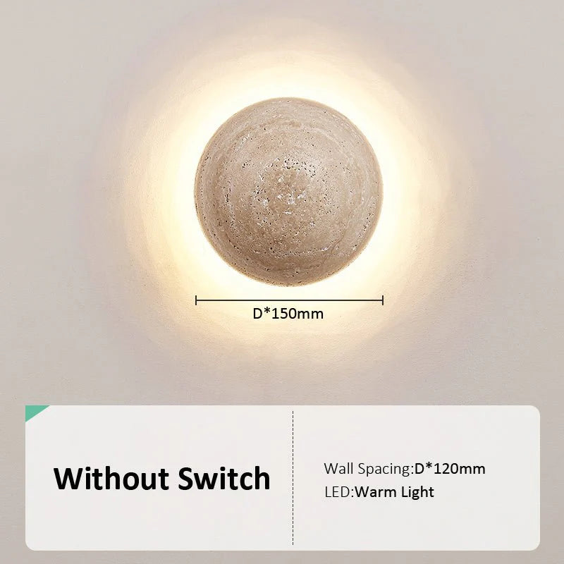 Scandinavian Cream Wall Lamp | Travertine LED Wall Light | Minimalist 10W Ambient Lighting | Bedroom & Hallway Fixture