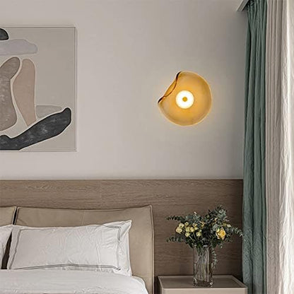 Modern Decorative Wall Lamp Smoked Glass Amber | Scandinavian LED Wall Light | Metal Frame | Warm White 3500K | Indoor Lighting