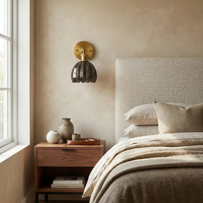 Lumen Collection | Wall Lamp with Tulip Glass Shade & Adjustable Head | Elegant Wall Light for Cozy Ambiance