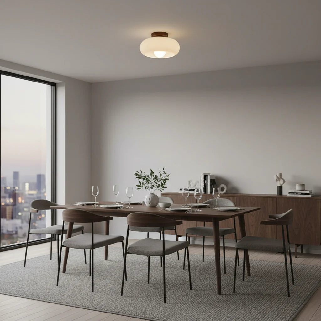 Bauhaus Cream Flush Ceiling Light | Modern LED Fixture