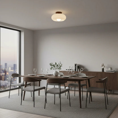 Bauhaus Cream Flush Ceiling Light | Modern LED Fixture