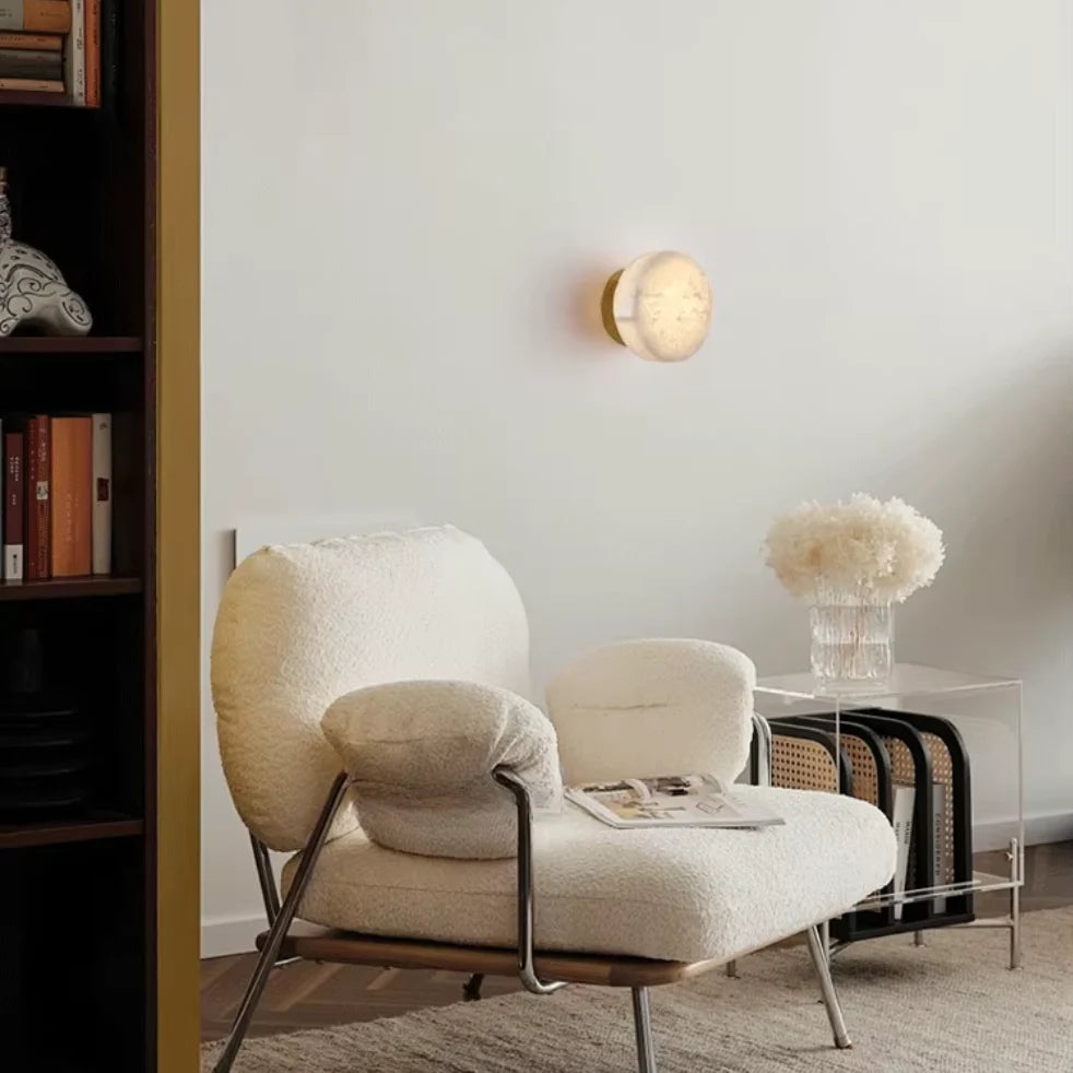 Luxroyale Luxury Spanish Natural Marble Circular Wall Lamp