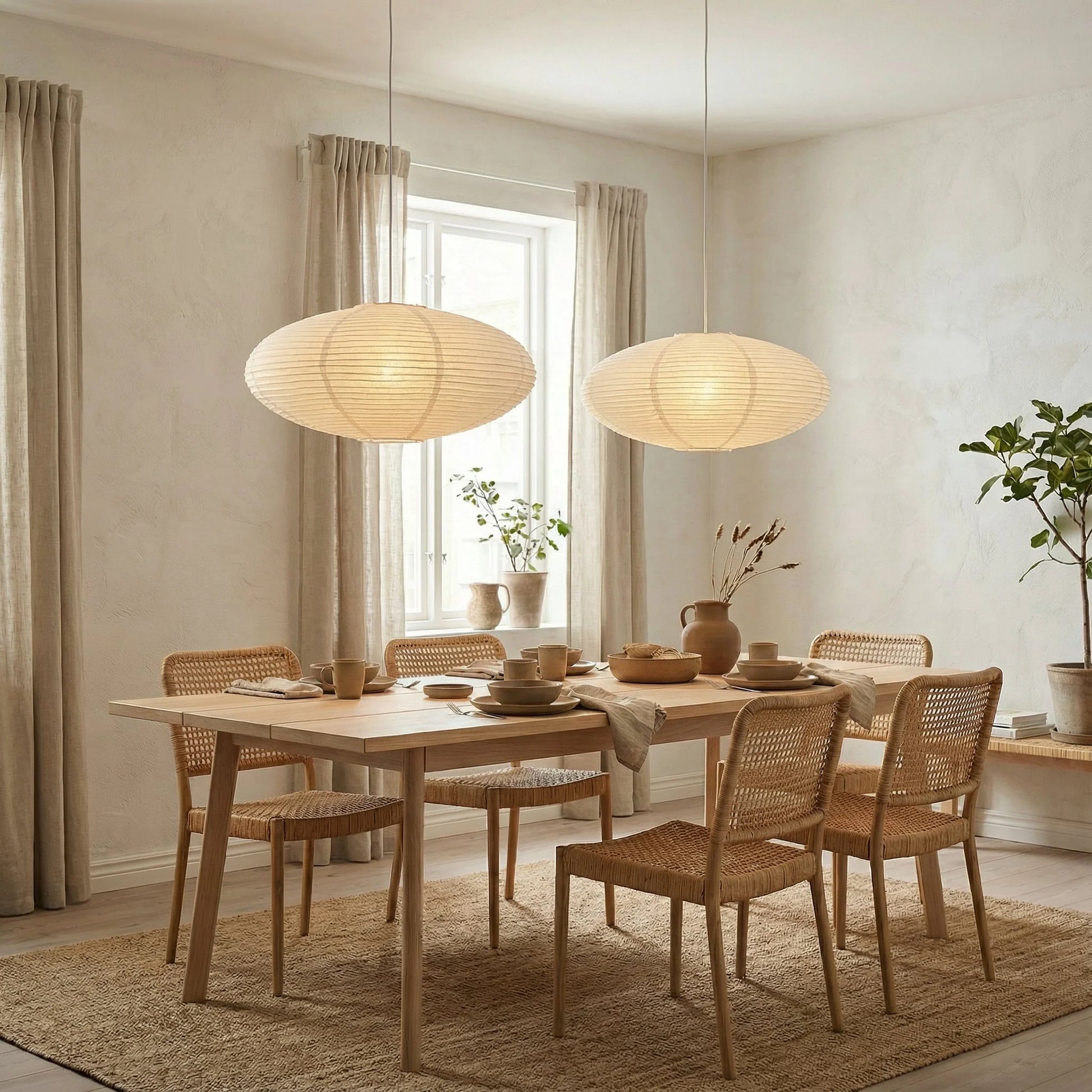 Paper Pendant Light Wabi Style Contemporary Ceiling Lamp Indoor