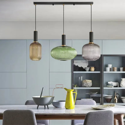 Retro Restaurant Colorfull Glass Pendant Lights Creative Living Room Lamp Simple Bedside Lamp LED E27 Hanging Loft Lighting