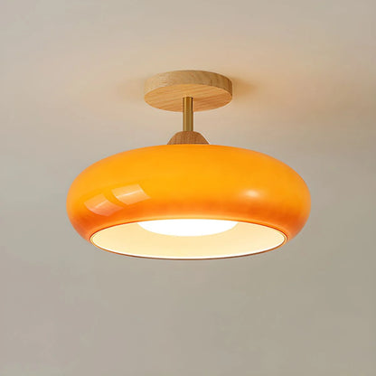 Vintage Style Wood Glass Drum Ceiling Lamp | Norvane