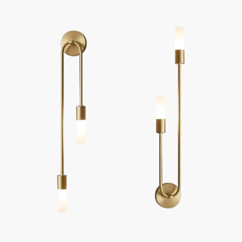 Modern Gold Wall Sconce – Dual Frosted Glass Lights
