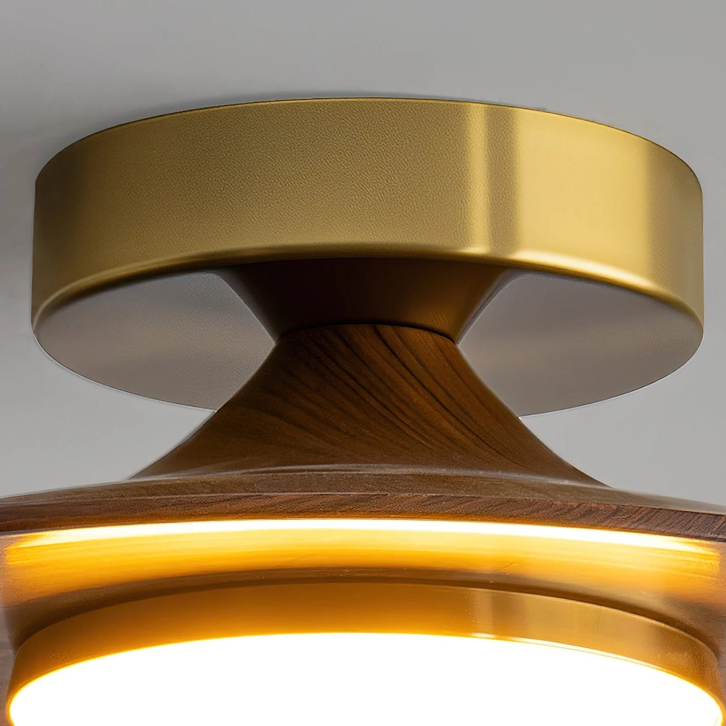 Royelux Contemporary LED Ceiling Lamp with Wood Accent and Metal Frame
