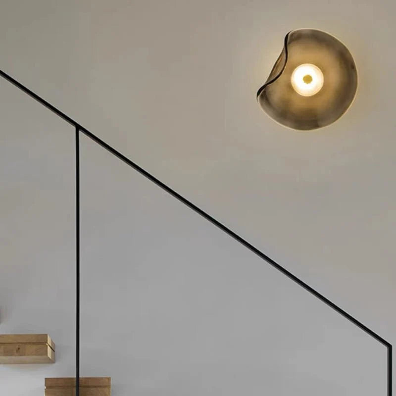 Modern Decorative Wall Lamp Smoked Glass Amber | Scandinavian LED Wall Light | Metal Frame | Warm White 3500K | Indoor Lighting