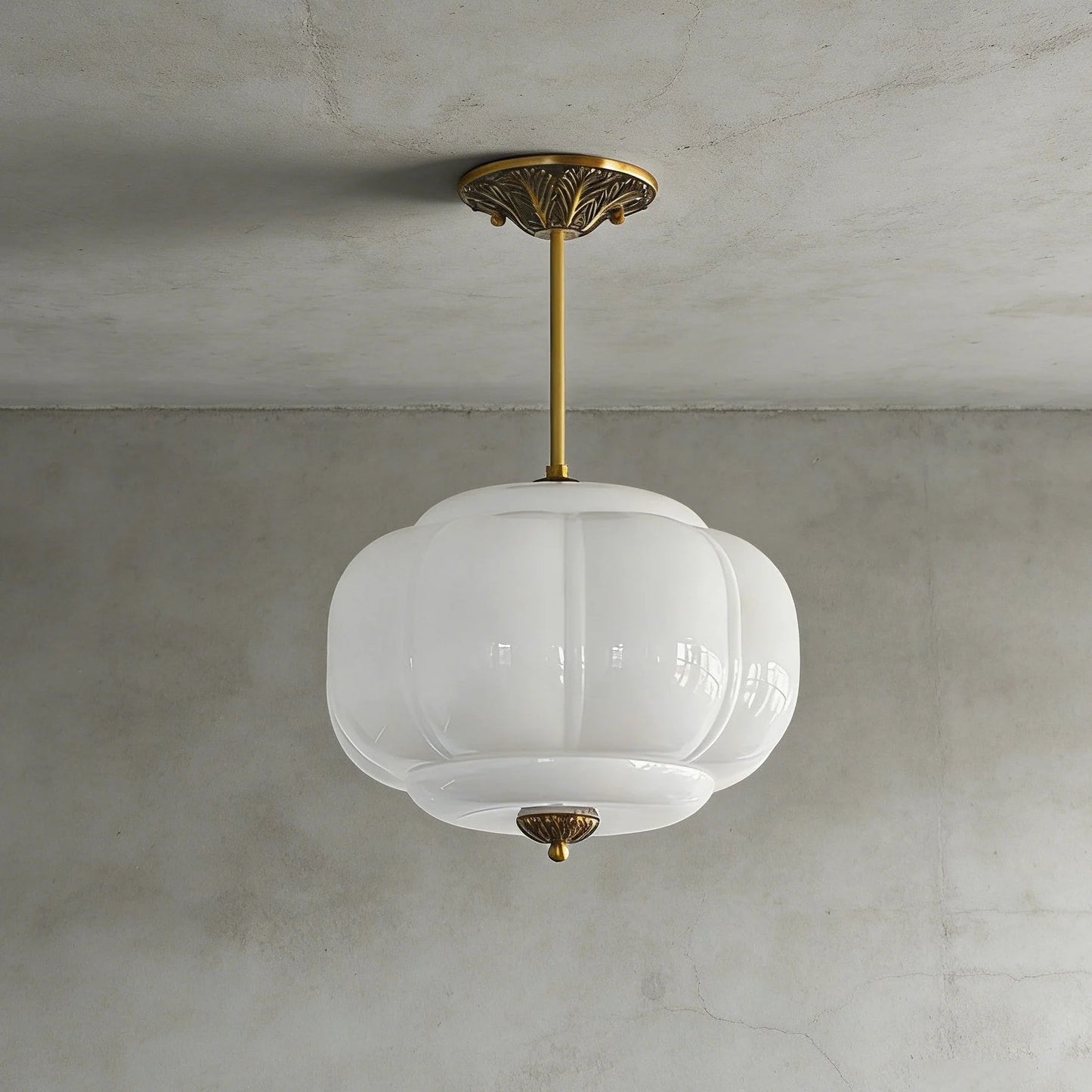 Luxroyale Green Glass Pendant Lamp with Brass Accents