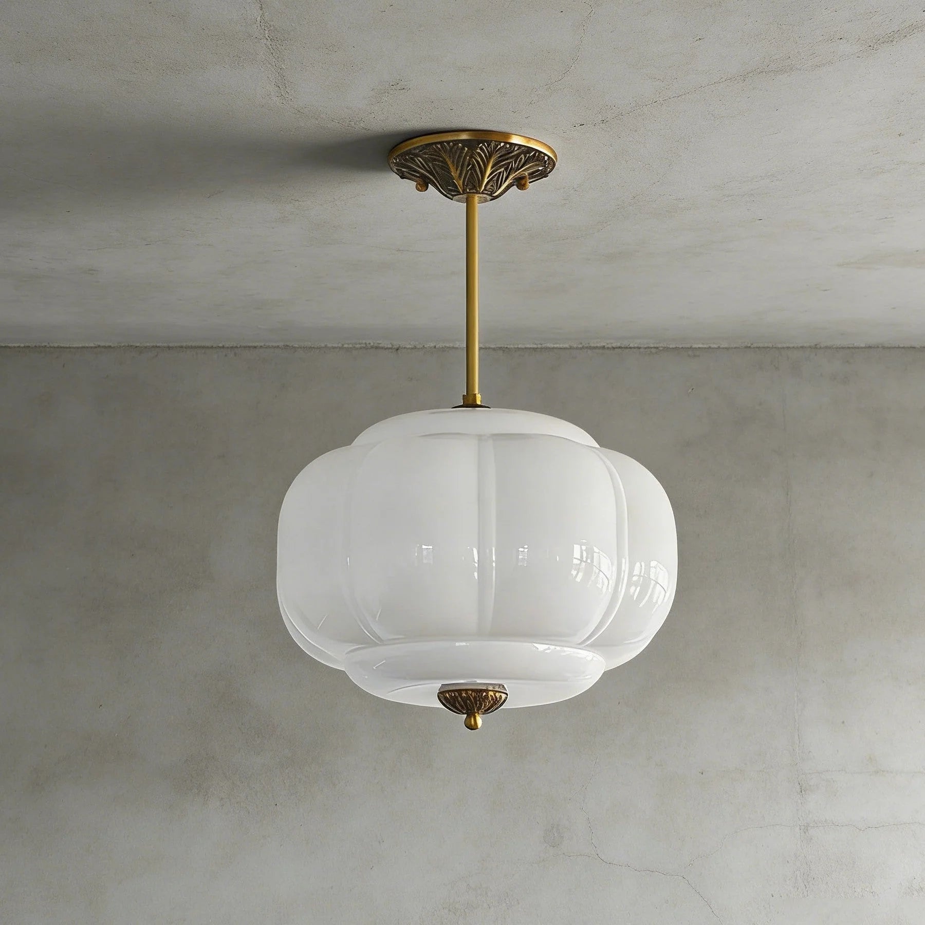 Luxroyale Green Glass Pendant Lamp with Brass Accents
