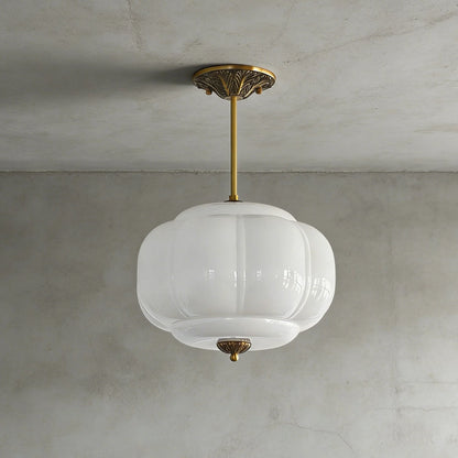Luxroyale Green Glass Pendant Lamp with Brass Accents