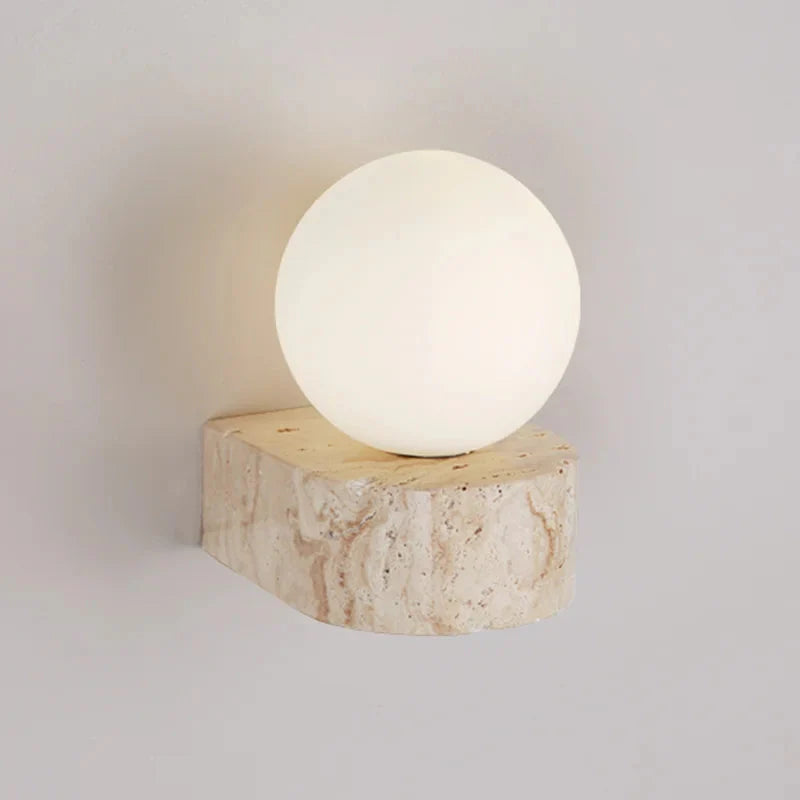 Luxroyale Wabi Sabi Cave Stone Base round Wall Lamp with Soft Warm LED Glow