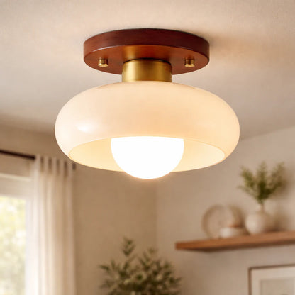 Bauhaus Cream Flush Ceiling Light | Modern LED Fixture