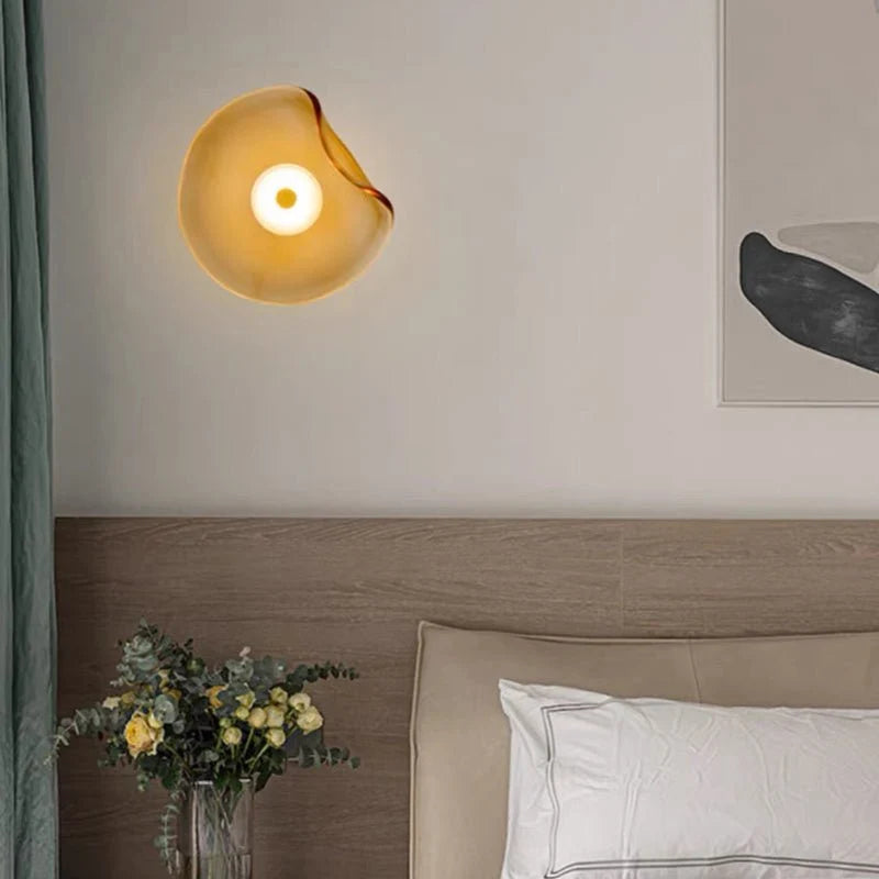 Modern Decorative Wall Lamp Smoked Glass Amber | Scandinavian LED Wall Light | Metal Frame | Warm White 3500K | Indoor Lighting