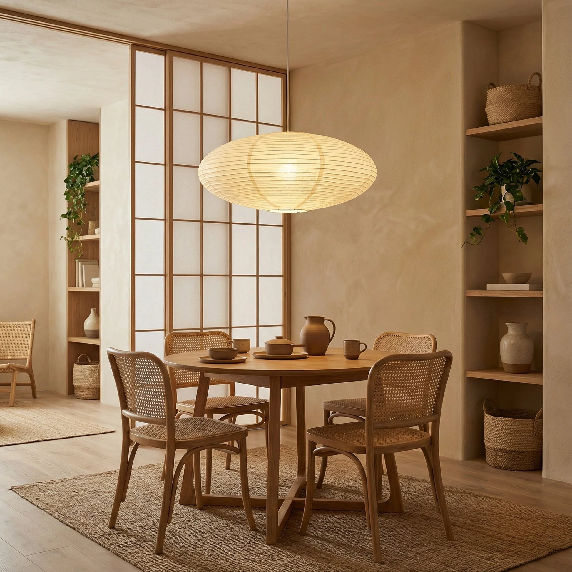 Paper Pendant Light Wabi Style Contemporary Ceiling Lamp Indoor