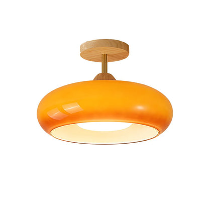 Vintage Style Wood Glass Drum Ceiling Lamp | Norvane