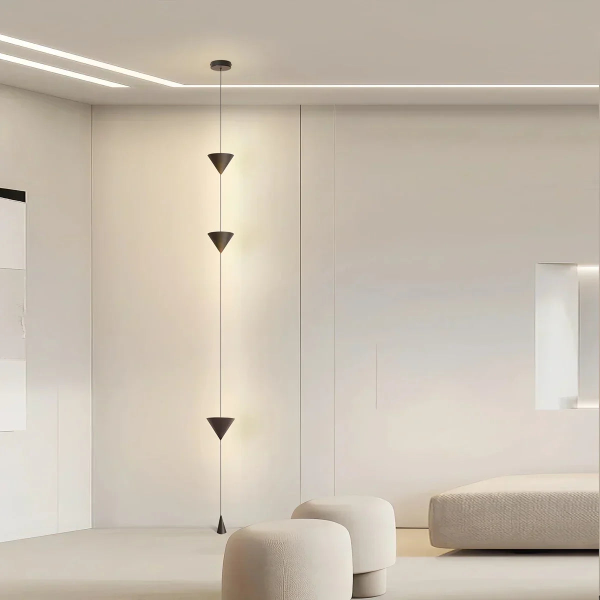 Colonna | Architecturale Vloer Tot Plafond Lamp – Minimalistisch Design Met Kegelvormige Led-Elementen