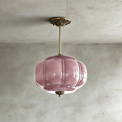 Luxroyale Green Glass Pendant Lamp with Brass Accents