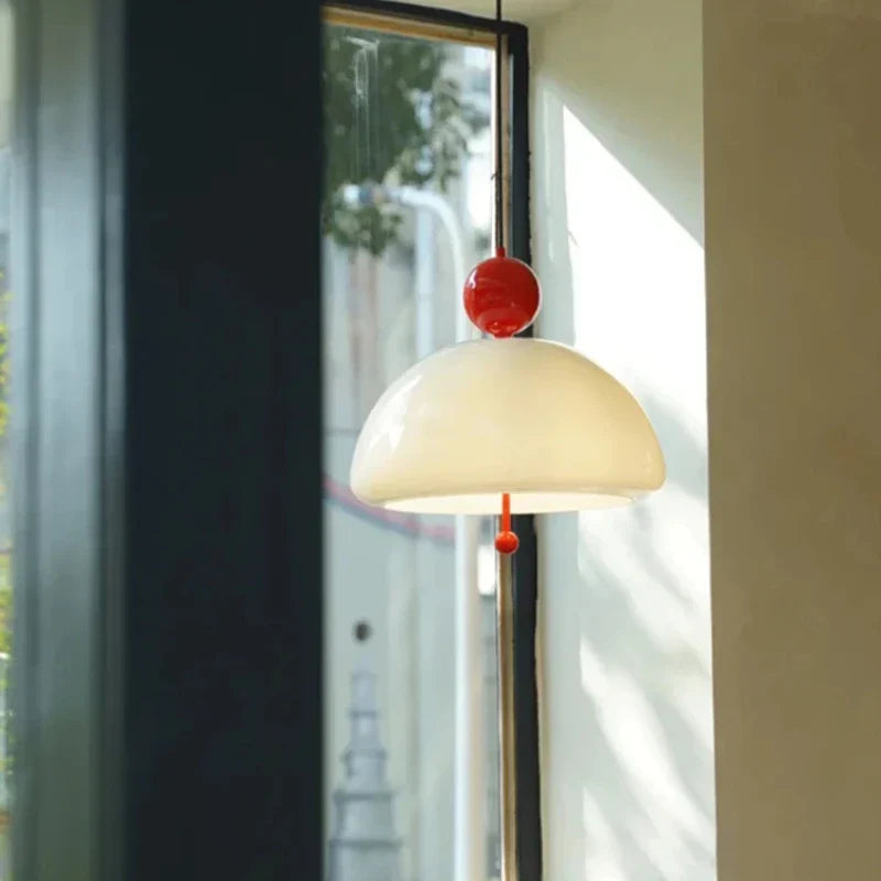 Time-Traveling Lighting Experiment, Bauhaus Geometry Meets Medieval Color in Glass Pendant for Avant-Garde Living Room & Salon