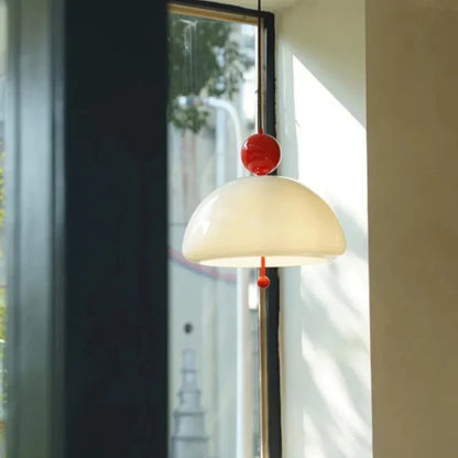 Time-Traveling Lighting Experiment, Bauhaus Geometry Meets Medieval Color in Glass Pendant for Avant-Garde Living Room & Salon
