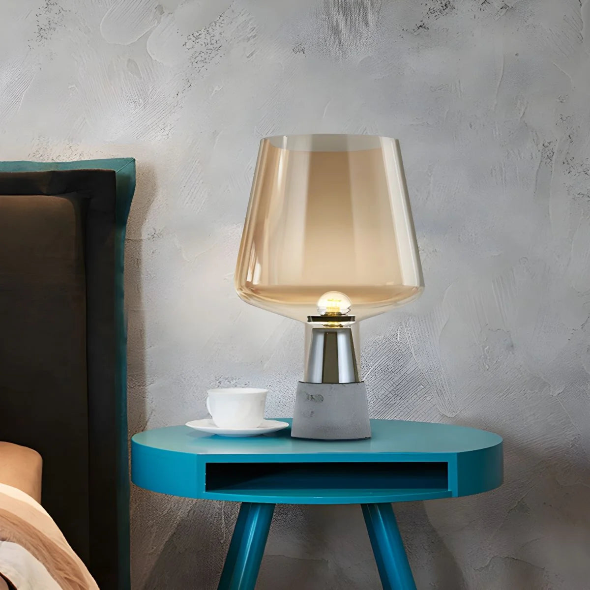 Table Lamp with Glass Shade Modern Bedside | Amvoro