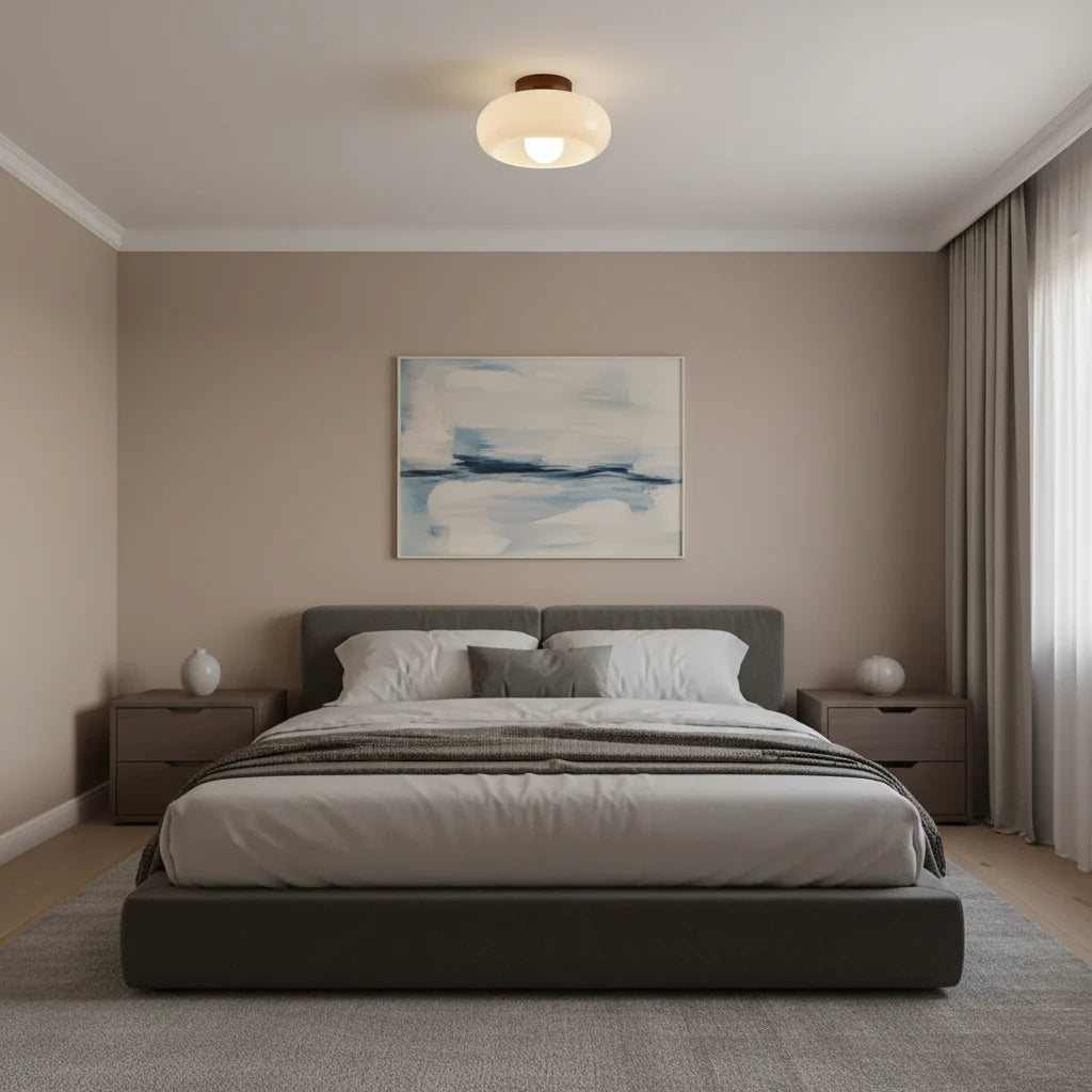 Bauhaus Cream Flush Ceiling Light | Modern LED Fixture