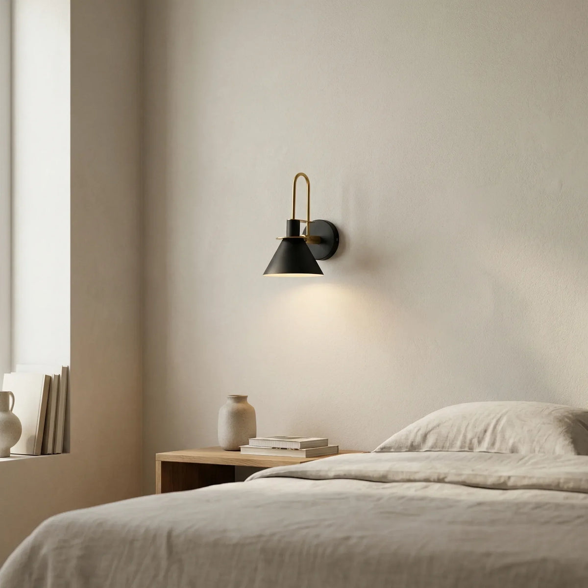 Bracklyn, lámpara de pared con pantalla cónica