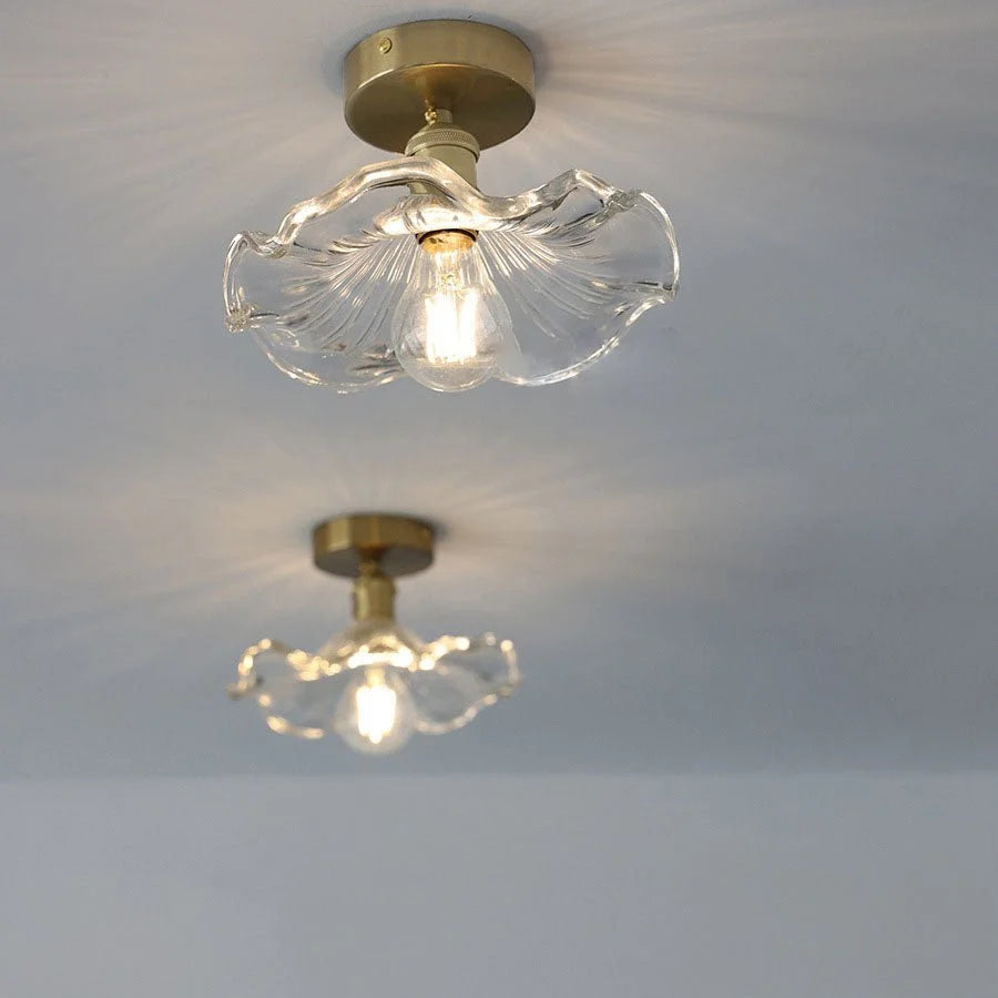 Glass Ceiling Lamp in the Shape of a Hibiscus