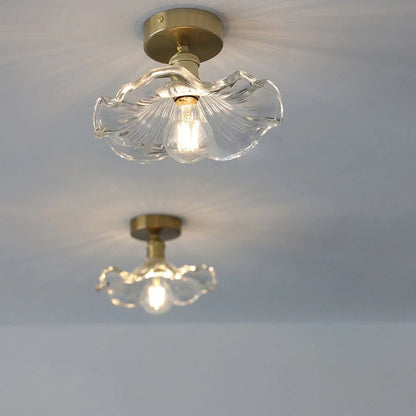 Glass Ceiling Lamp in the Shape of a Hibiscus