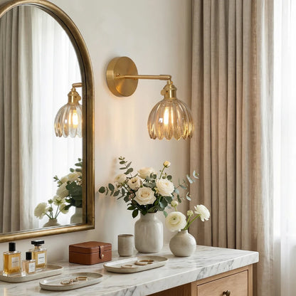 Lumen Collection | Wall Lamp with Tulip Glass Shade & Adjustable Head | Elegant Wall Light for Cozy Ambiance
