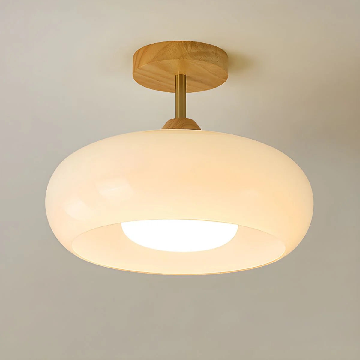Vintage Style Wood Glass Drum Ceiling Lamp | Norvane