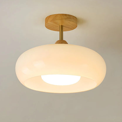Vintage Style Wood Glass Drum Ceiling Lamp | Norvane