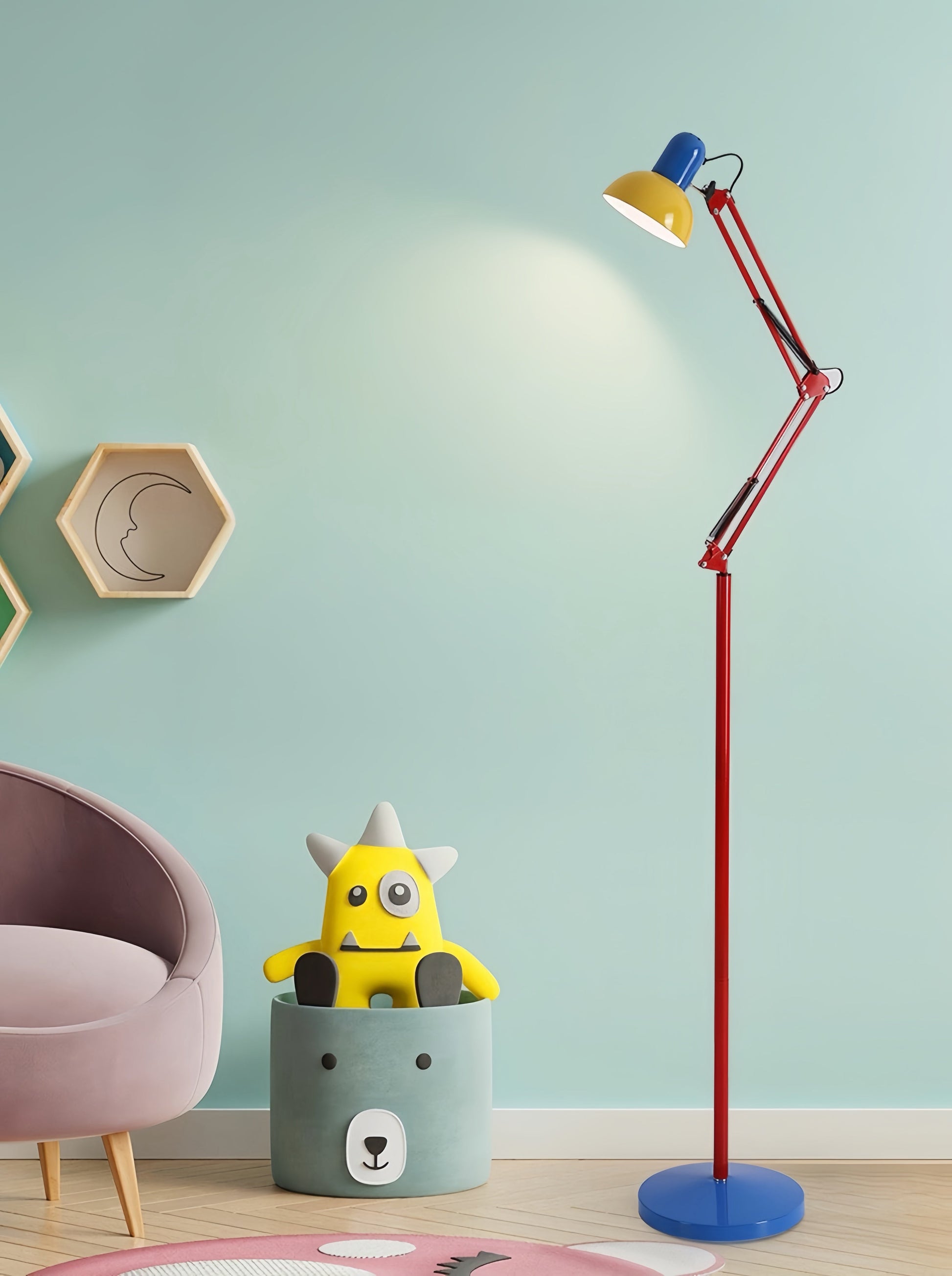 Memphis Retro Tall Metal Floor Lamp - Full Spectrum Eye Protection LED Reading Light